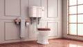 Vintage light tones empty restroom 3d render image