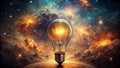 A Vintage Lightbulb Radiates Warmth in a Digital Cosmos Abstract AIGenerated Art Exploring the Intersection of Classic Royalty Free Stock Photo
