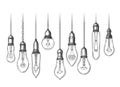 Vintage lightbulbs sketch Royalty Free Stock Photo