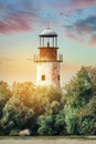 Vintage lighthouse at sunset in the Danube Delta Royalty Free Stock Photo