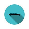 Vintage limousine car long shadow icon. Simple glyph, flat vector of transport icons for ui and ux, website or mobile application Royalty Free Stock Photo