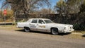 Vintage 1977 Lincoln Town Car with Food Shark painted on the side in Marfa, Texas.