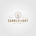 Vintage line art Candle Light Flame logo gold color vector emblem Design Illustration Royalty Free Stock Photo