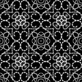 Vintage line art floral arabic vector seamless pattern. Black and white ornamental ethnic background. Repeat decorative Royalty Free Stock Photo