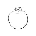 Vintage line art icon with pomegranate sketch isolated on white background. Fruit garnet doodle icon