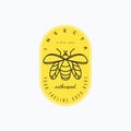 Vintage line art insect label logo vector illustration design. Simple insecta badge design