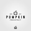 Vintage line art pumpkin fruit Halloween logo icon illustration design