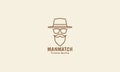 Vintage line old man with beard and sunglasses logo symbol icon vector graphic design Royalty Free Stock Photo