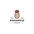 Vintage line pineapple logo with retro solid style design