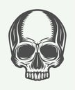 Vintage line skull in retro style. Vector illustration.