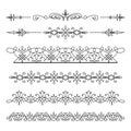 Vintage linear border ornaments on white Royalty Free Stock Photo