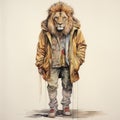 Vintage Lion Art Print: Imaginative Characters In Street Fashion Style