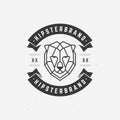 Vintage lion face Line art logotype emblem symbol