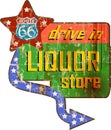 Vintage liquor store sign on the route 66, Royalty Free Stock Photo