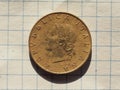 Vintage 20 liras coin, Italy