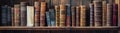 Vintage literature. Antique old books on wooden shelf. AI Generated Royalty Free Stock Photo