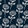 Vintage little roses on dark background. Floral seamless pattern. Rose flowers pattern for textile design