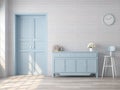 Vintage living room with blue pastel color 3d render Royalty Free Stock Photo