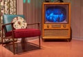 Vintage TV and Chair with leave it to beaver on the TV Royalty Free Stock Photo