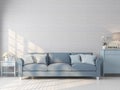 Vintage living room with white wall 3d render Royalty Free Stock Photo