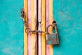 Vintage lock and chain on an door