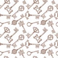 Vintage lock and key vector seamless pattern