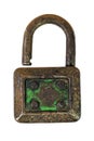 Vintage lock over white Royalty Free Stock Photo