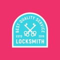 Vintage locksmith logo. retro styled key cutting service emblem. vector illustration