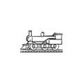 Vintage locomotive hand drawn outline doodle icon. Royalty Free Stock Photo