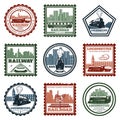 Vintage Locomotive Stickers And Stamps Set