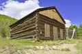 Vintage log cabin in old mining town in the mounta Royalty Free Stock Photo