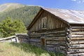 Vintage log cabin in old mining town in the mounta Royalty Free Stock Photo