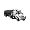 Vintage Logging Truck Log Truck Log Hauler or Timber Lorry Woodcut Black and White