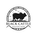 Vintage logo brahman cattle farm inspiration illustration Royalty Free Stock Photo