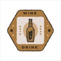 Vintage Retro Logo Design, Liquor / Wine Bottle with a hexagon shape Royalty Free Stock Photo