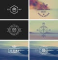 Vintage Logo & Insignia Kit on blurred background.