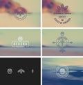Vintage Logo & Insignia Kit on blurred background. Royalty Free Stock Photo