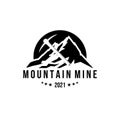 vintage logo mountain mine vector illustration design