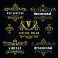 Vintage logo templates Vector Gold decorative frame.