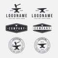 Vintage logo set of anvil blacksmith, for industrial identity