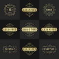 Vintage logos and monograms set elegant flourishes line art graceful ornaments victorian style vector template design Royalty Free Stock Photo