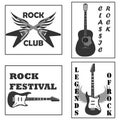 Vintage Logos Rock. Electric guitar, acoustic guitar, rock festival