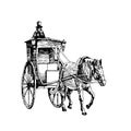 A vintage London cab. Horse-drawn carriage. Royalty Free Stock Photo