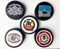 Vintage NHL All-Star Pucks Royalty Free Stock Photo