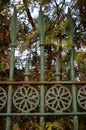 Old wrought iron fence. Vintage look. Detail of an ornament Royalty Free Stock Photo