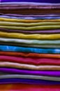 Vintage look of a stack of silky scarfs