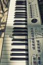 Vintage looking Detail of keys on music keyboard