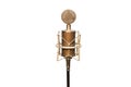 Vintage looking Hitler style bottle microphone with cable, shockmount and stand isolated on white Royalty Free Stock Photo