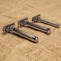 3 vintage looking razors Royalty Free Stock Photo