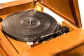 Vintage looking wood vinyl turntable record player